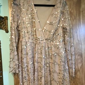 Boohoo rose gold sequin dress